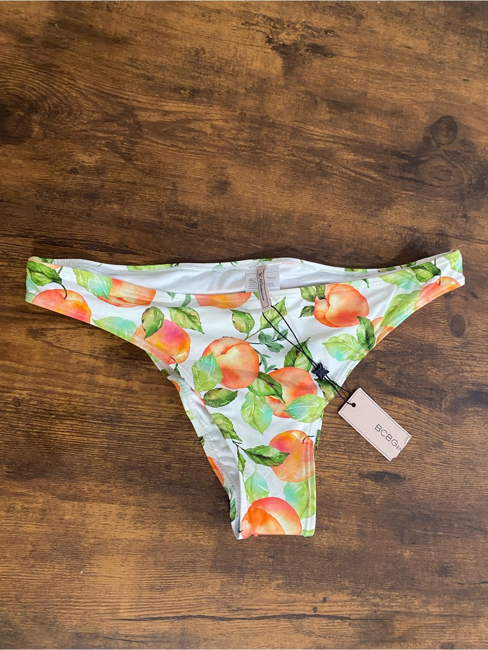 BCBG Floral Peach Print Cheeky Bikini Bottoms